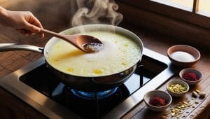 حلوا مسقطی لاری سرو شده در ظرف با تزئین پسته و بادام